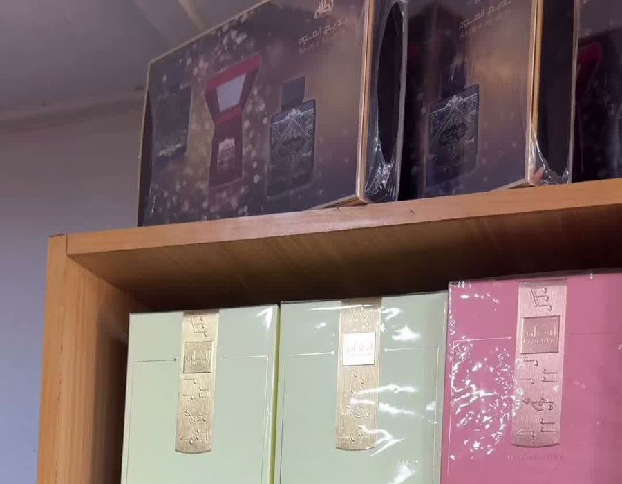 Perfume shelves at Kos Perfumes